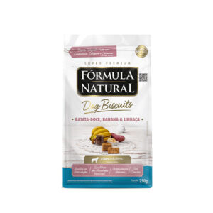 FÓRMULA NATURAL DOG BISCUITS BATATA-DOCE, BANANA E LINHAÇA CÃES ADULTOS 250G